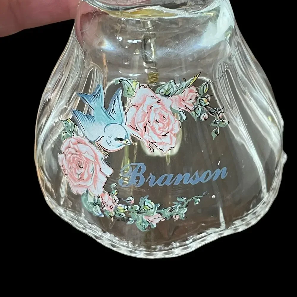 Vintage Glass Swan Bell Handle Branson Missouri Souvenir Pastel Scalloped Rim